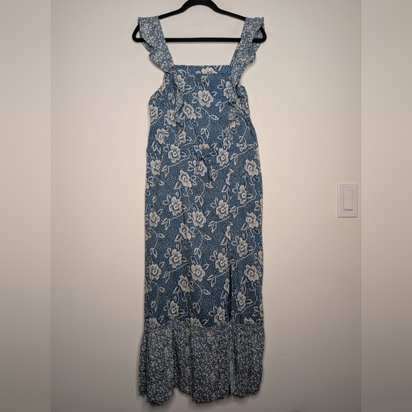 PAIGE Blue and White Floral Midi Dress - Picture 2 of 8